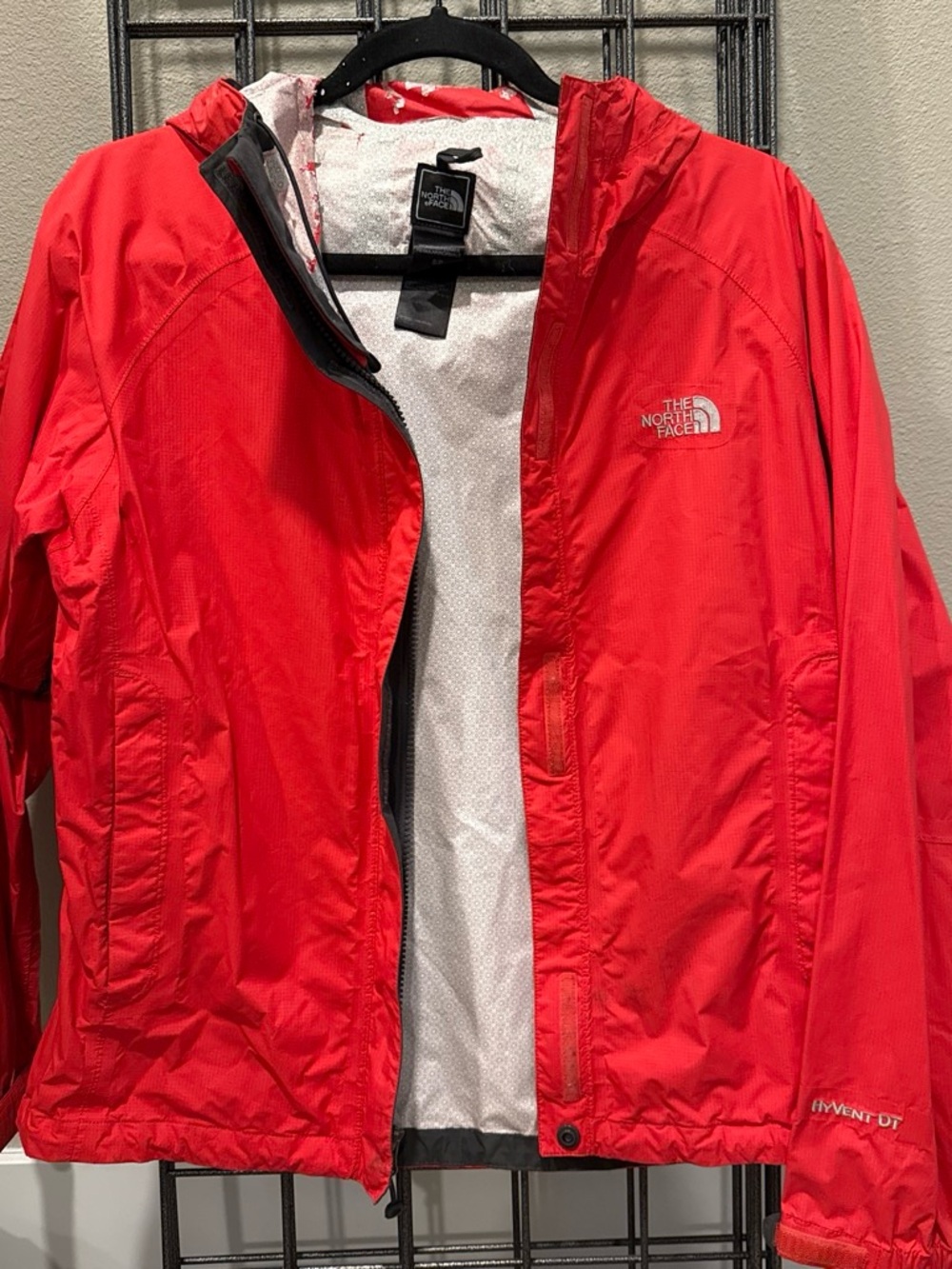The North Face Bright Red Hooded Rain Shell Jacket